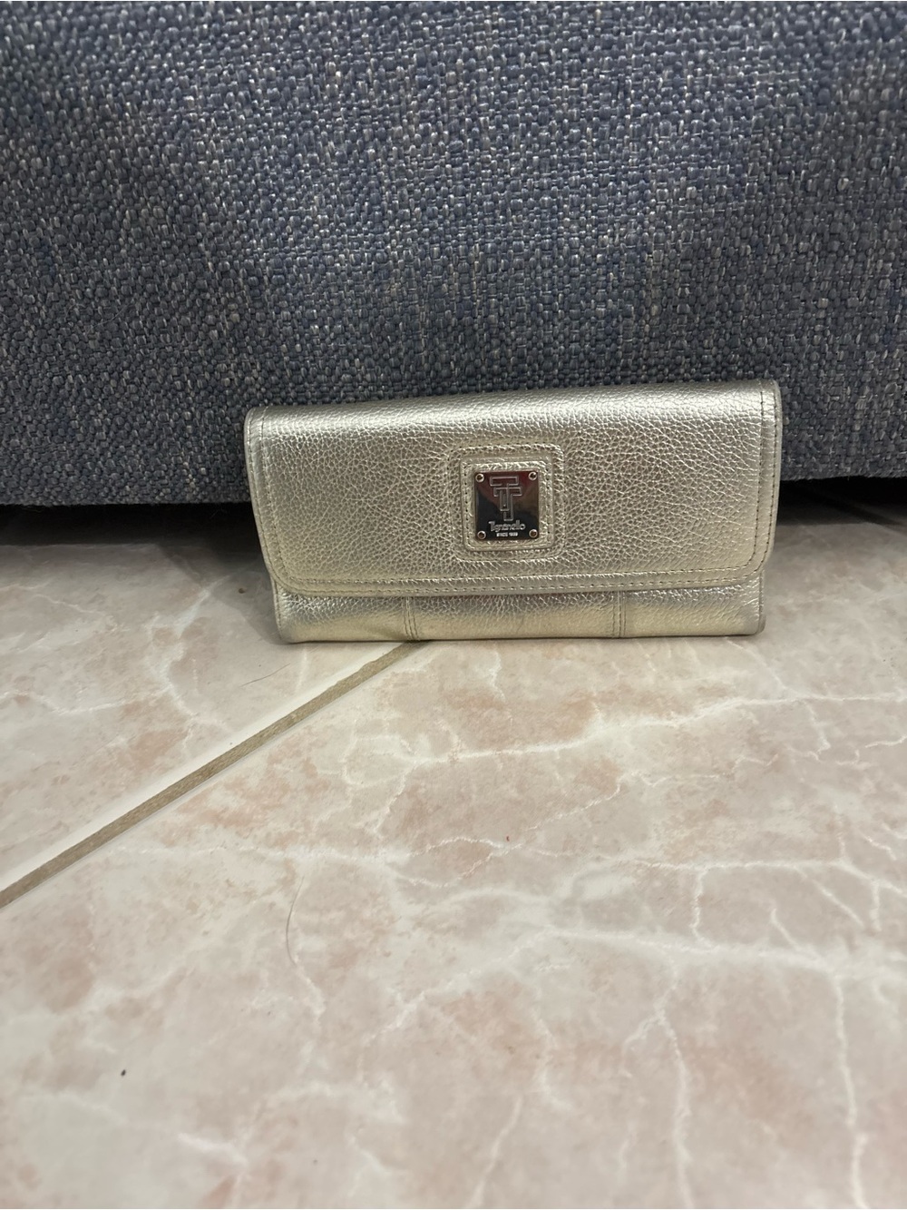 Tignanello Metallic Silver Flap Continental Wallet